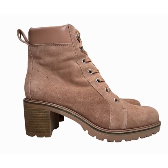 Vince Camuto Shoes - Vince Camuto Suede Leather Lace-Up Side Zip Ankle Boots Gaviana Pink Size 8